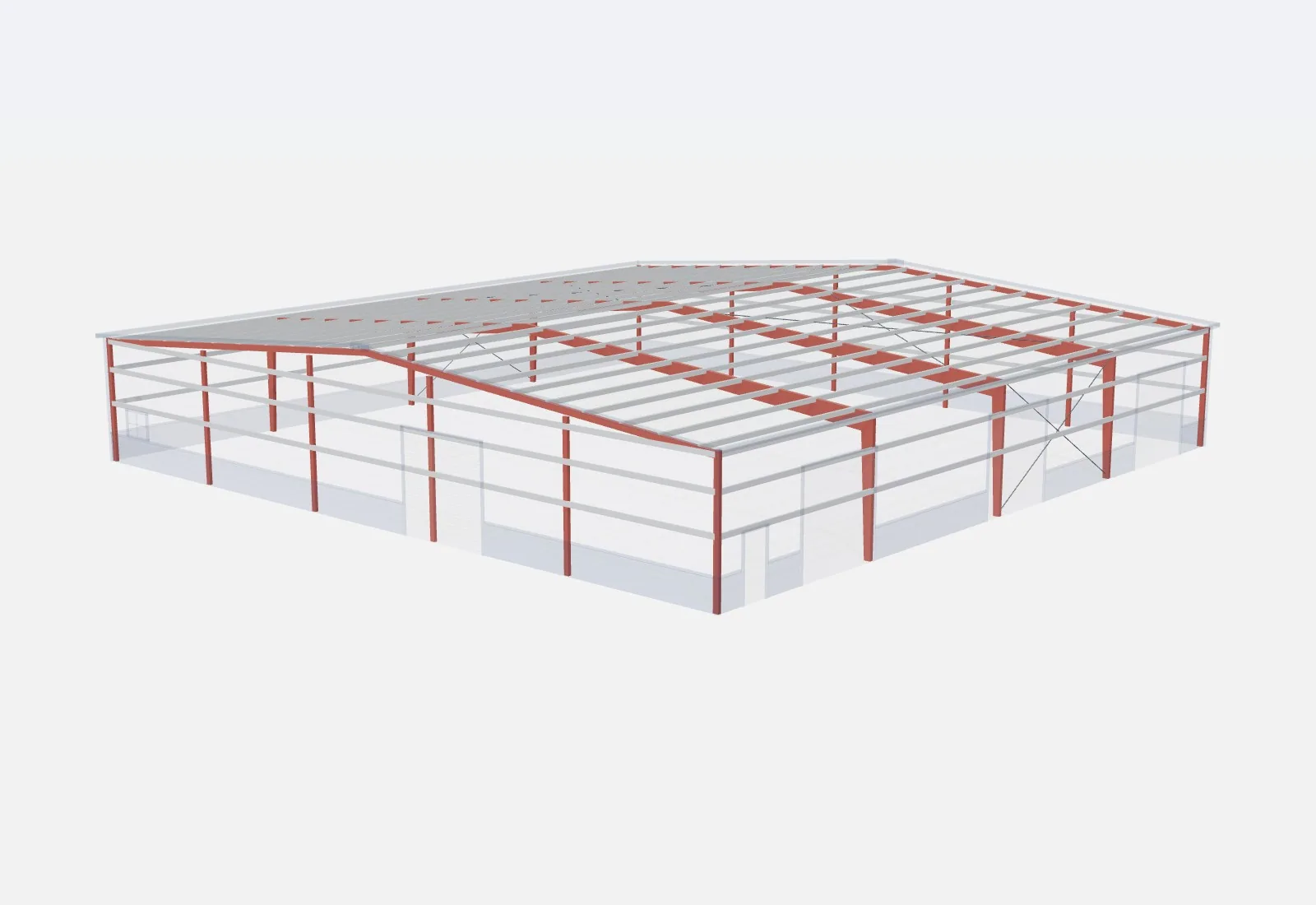 100x100x16 metal building – red iron steel frame