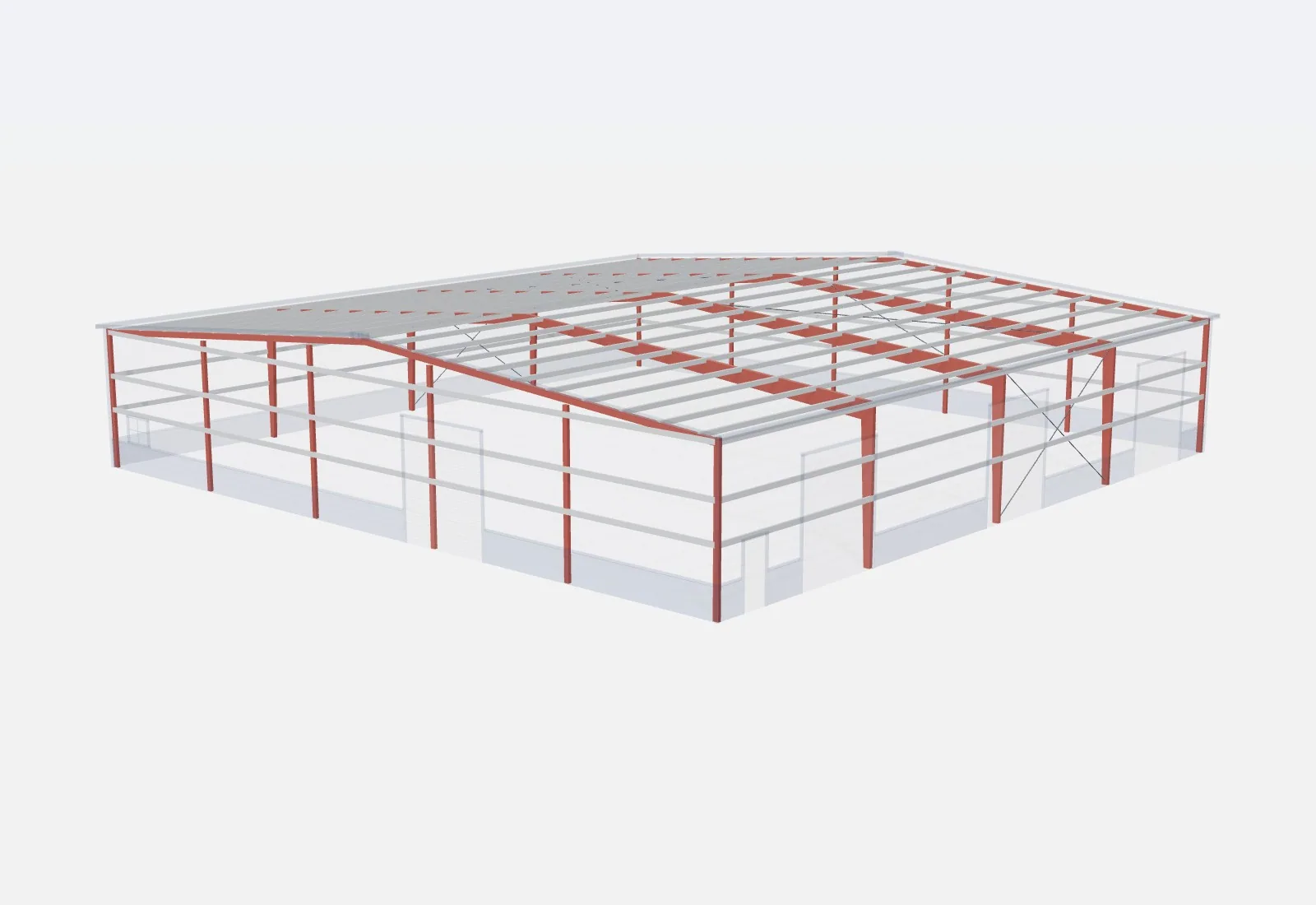 100x100x18 metal building – red iron steel frame