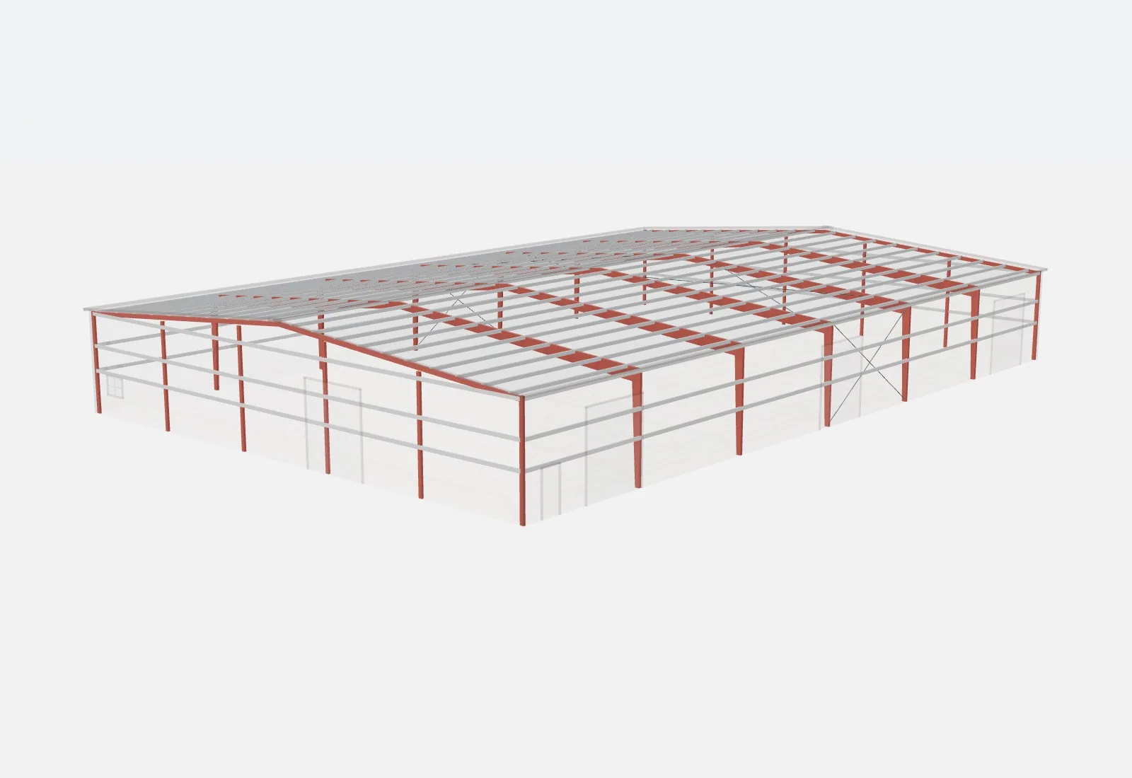 100x150x18 metal building – red iron steel frame