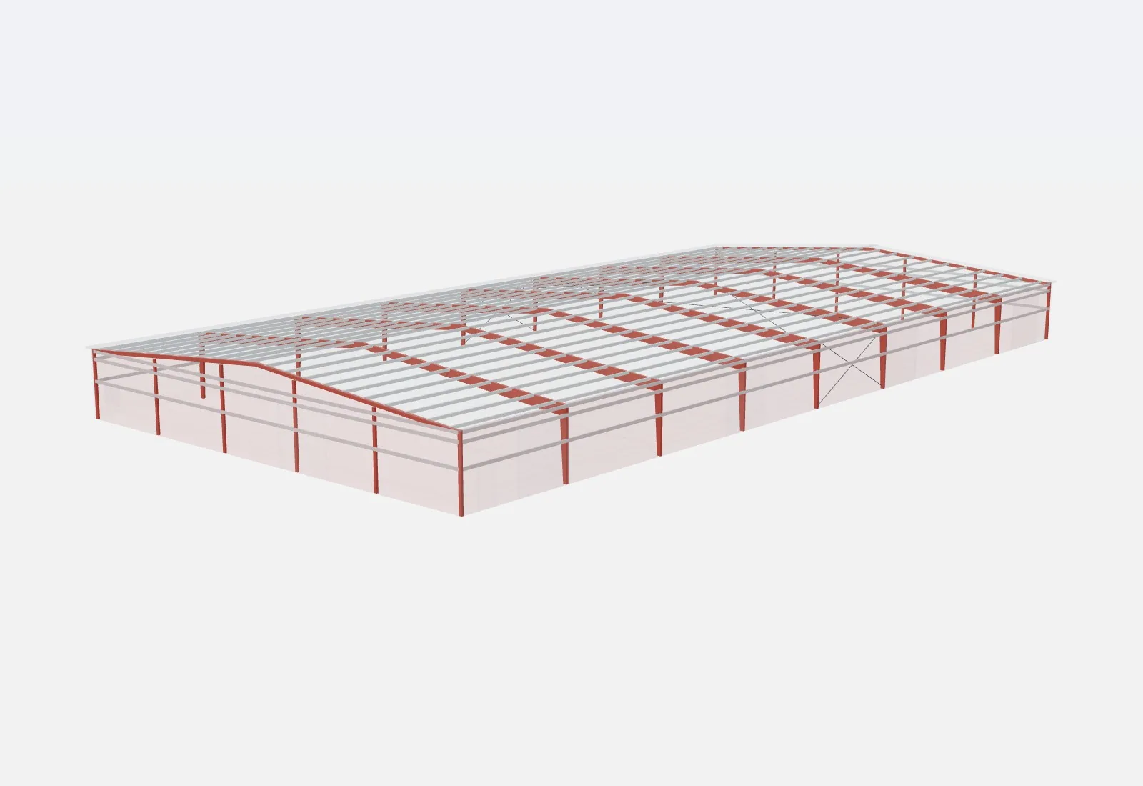 100x200x14 metal building – red iron steel frame