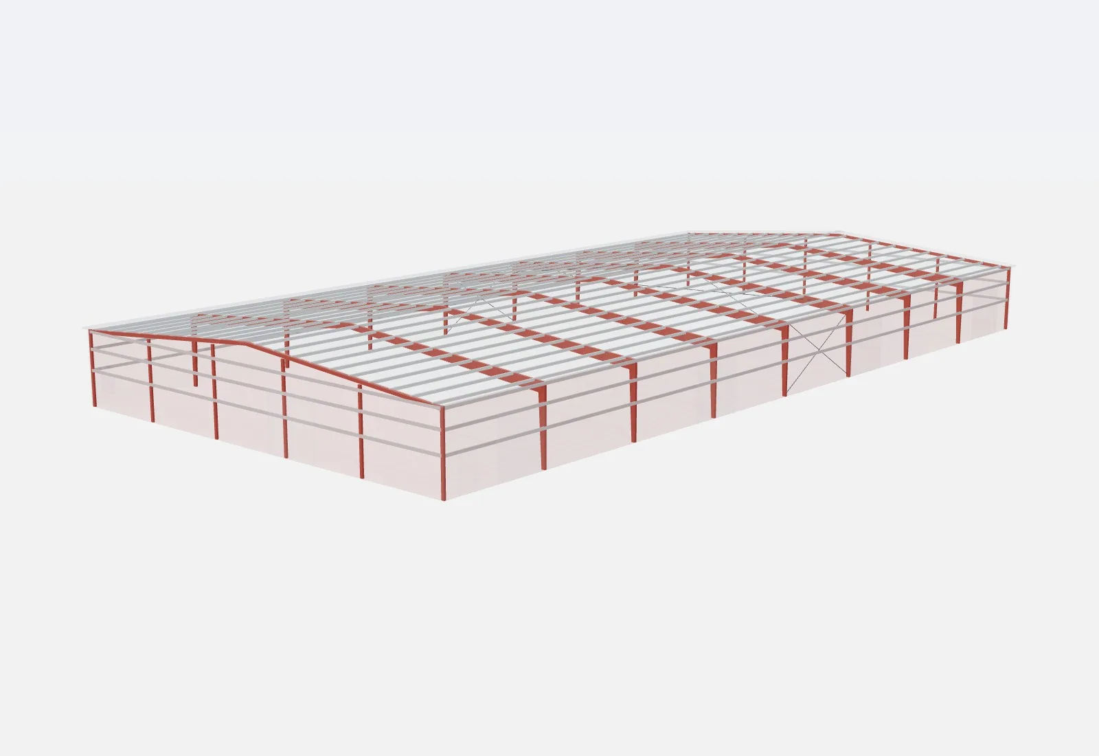 100x200x16 metal building – red iron steel frame