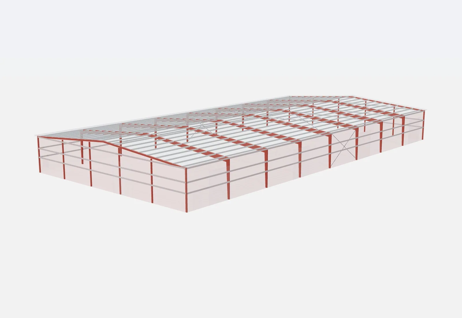 100x200x18 metal building – red iron steel frame
