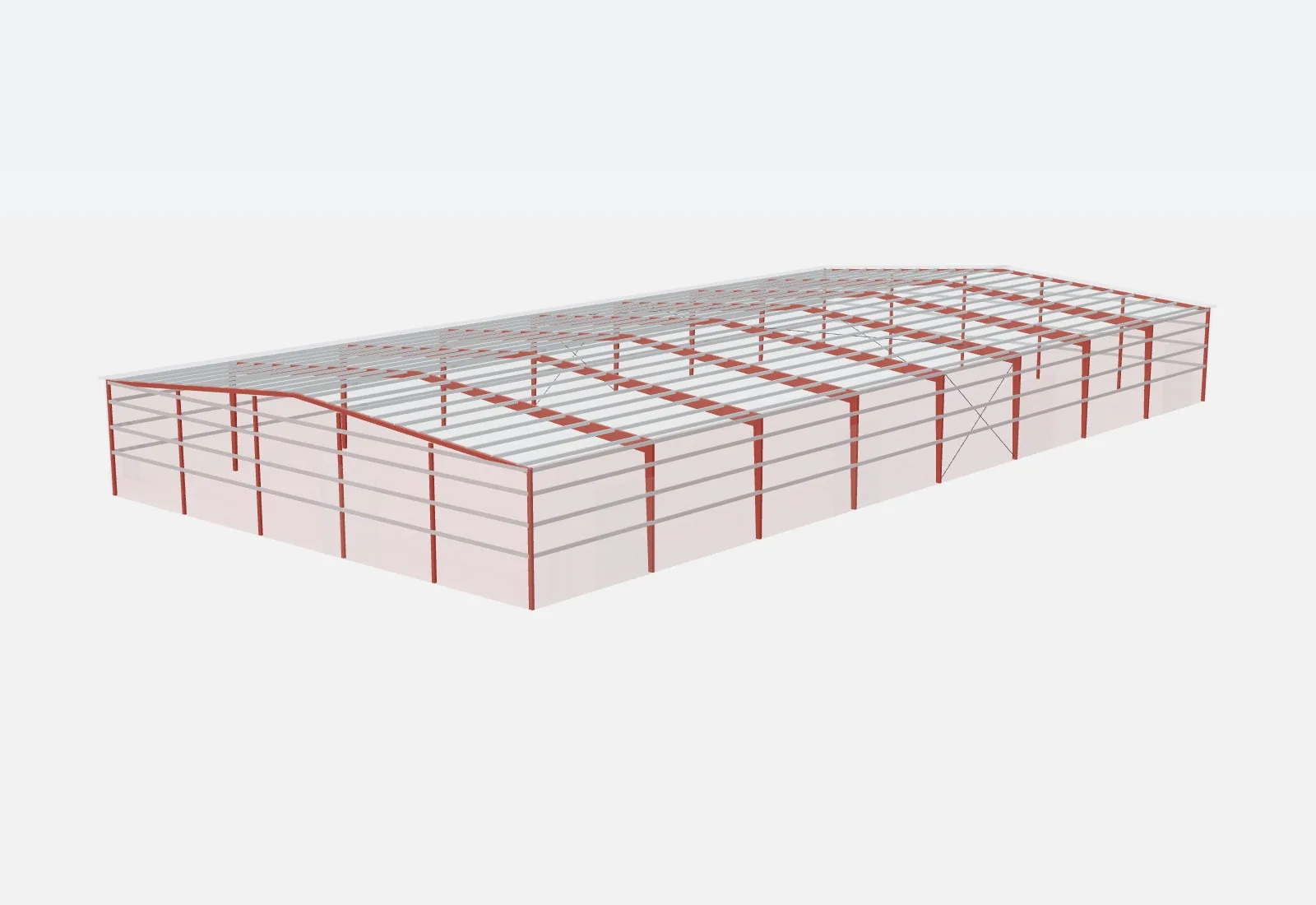 100x200x20 metal building – red iron steel frame
