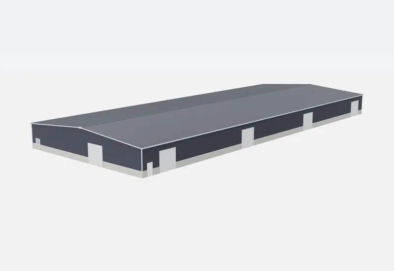 100x250x16 metal building – 3D rendering