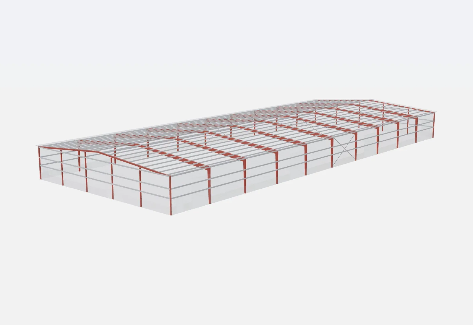 100x250x18 metal building – red iron steel frame