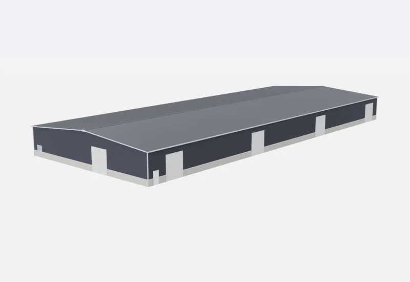 100x250x18 metal building – 3D rendering