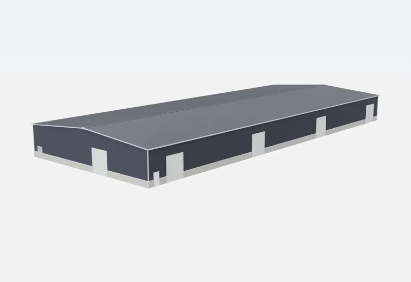 100x250x20 metal building – 3D rendering
