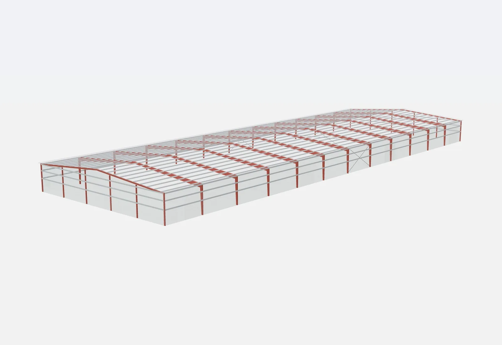 100x300x16 metal building – red iron steel frame