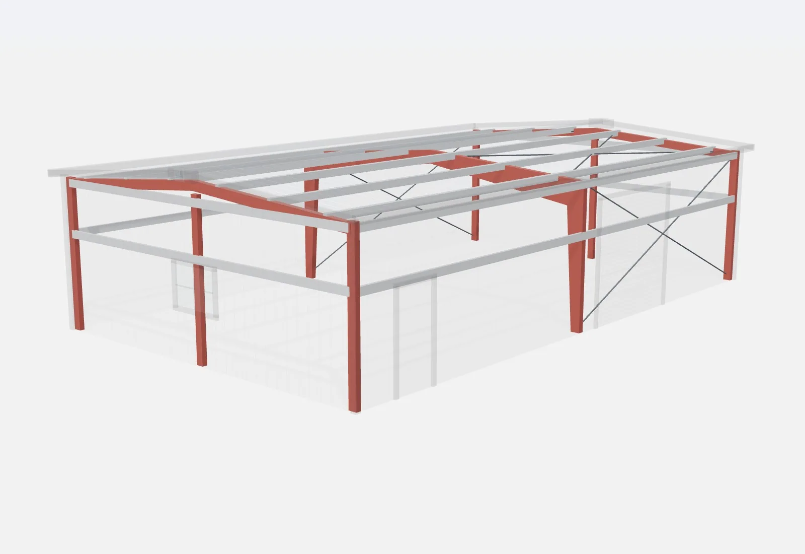 30x50x12 metal building – red iron steel frame