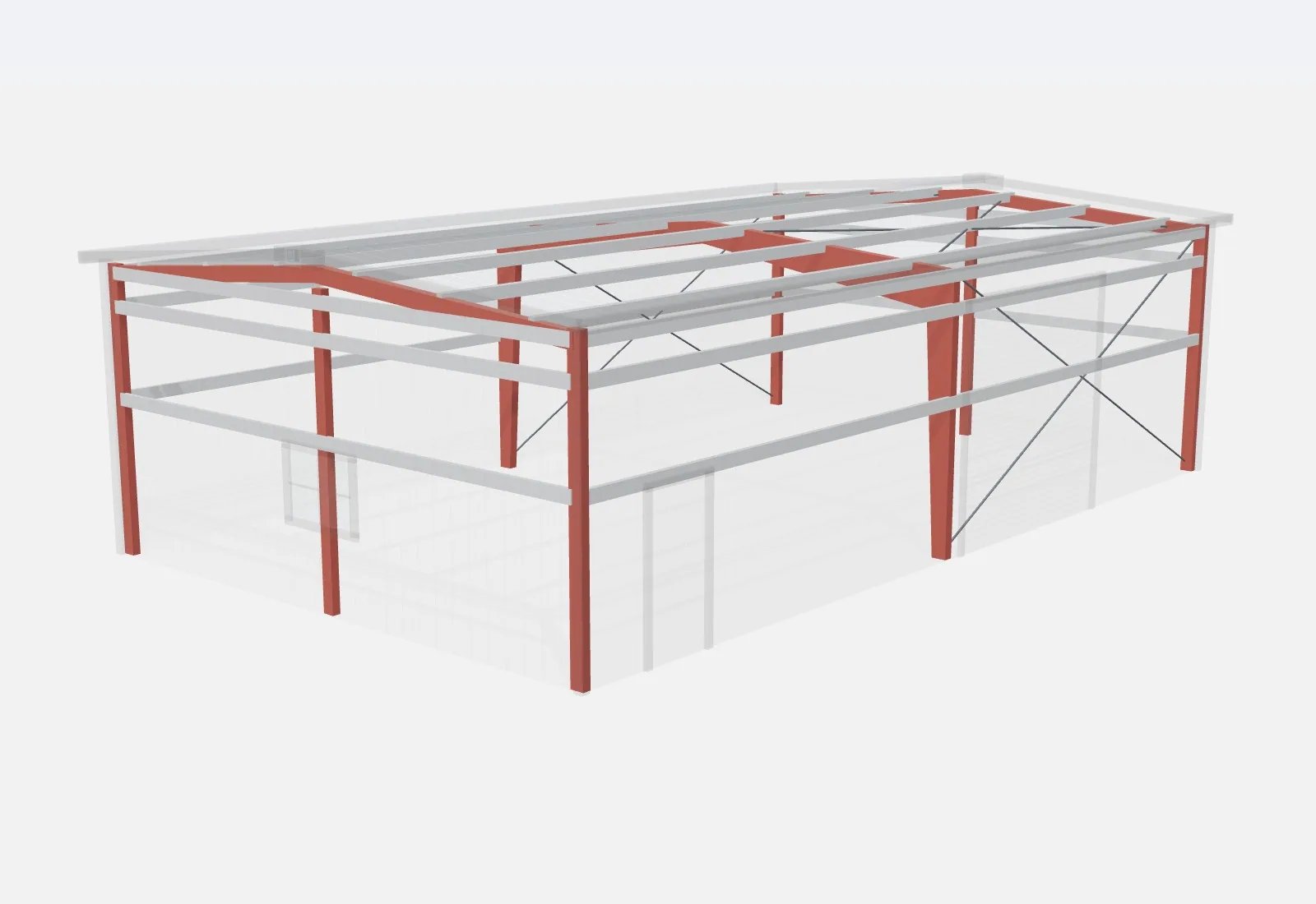 30x50x14 metal building – red iron steel frame