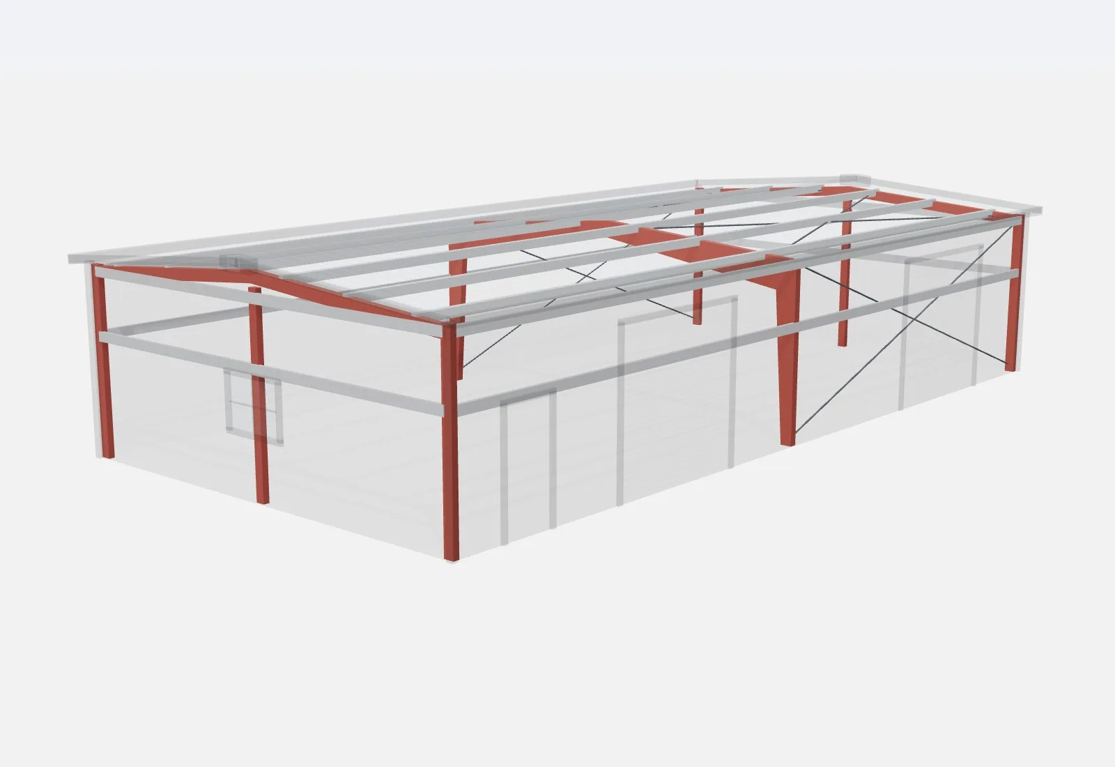 30x60x12 metal building – red iron steel frame