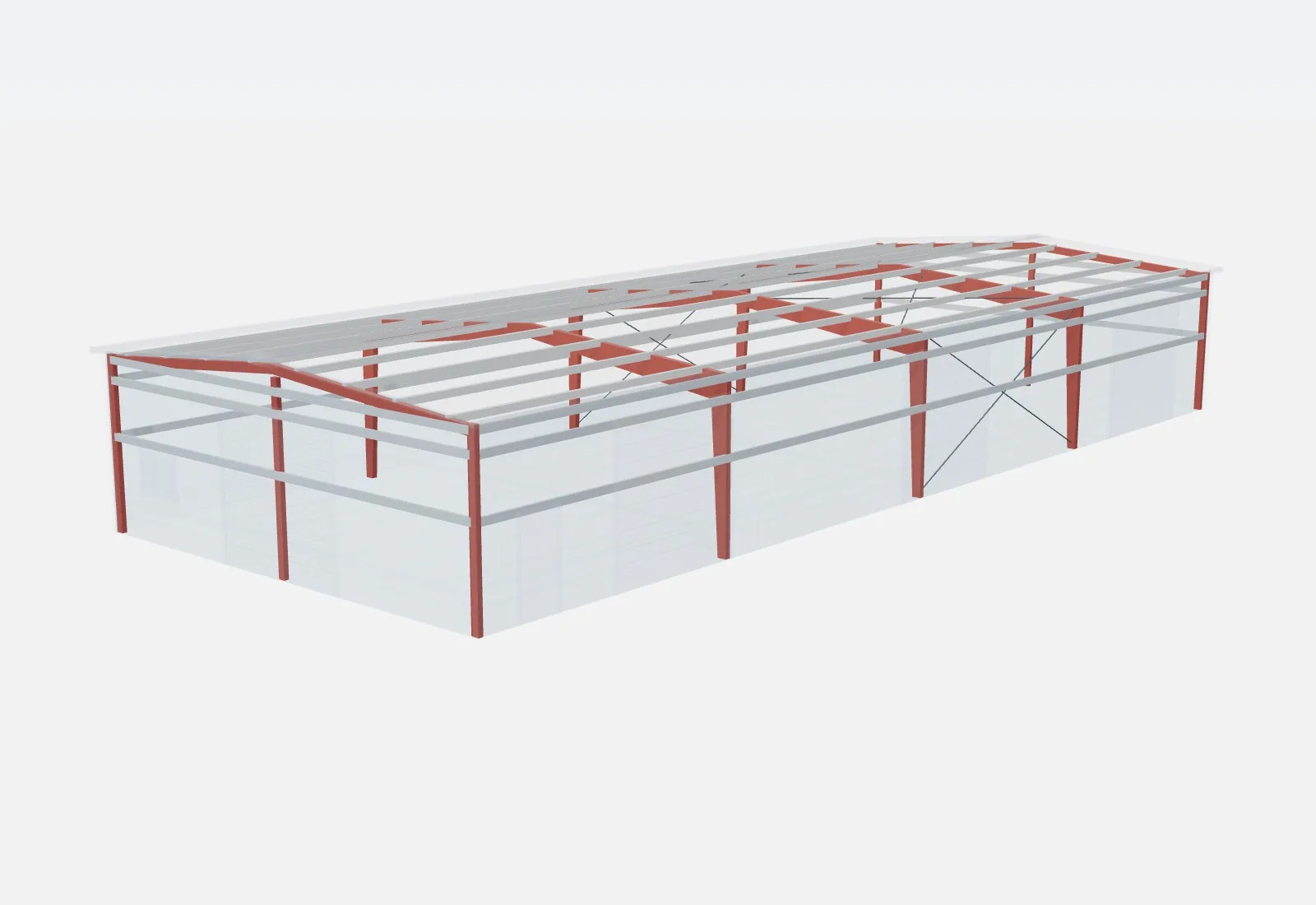 40x100x14 metal building – red iron steel frame