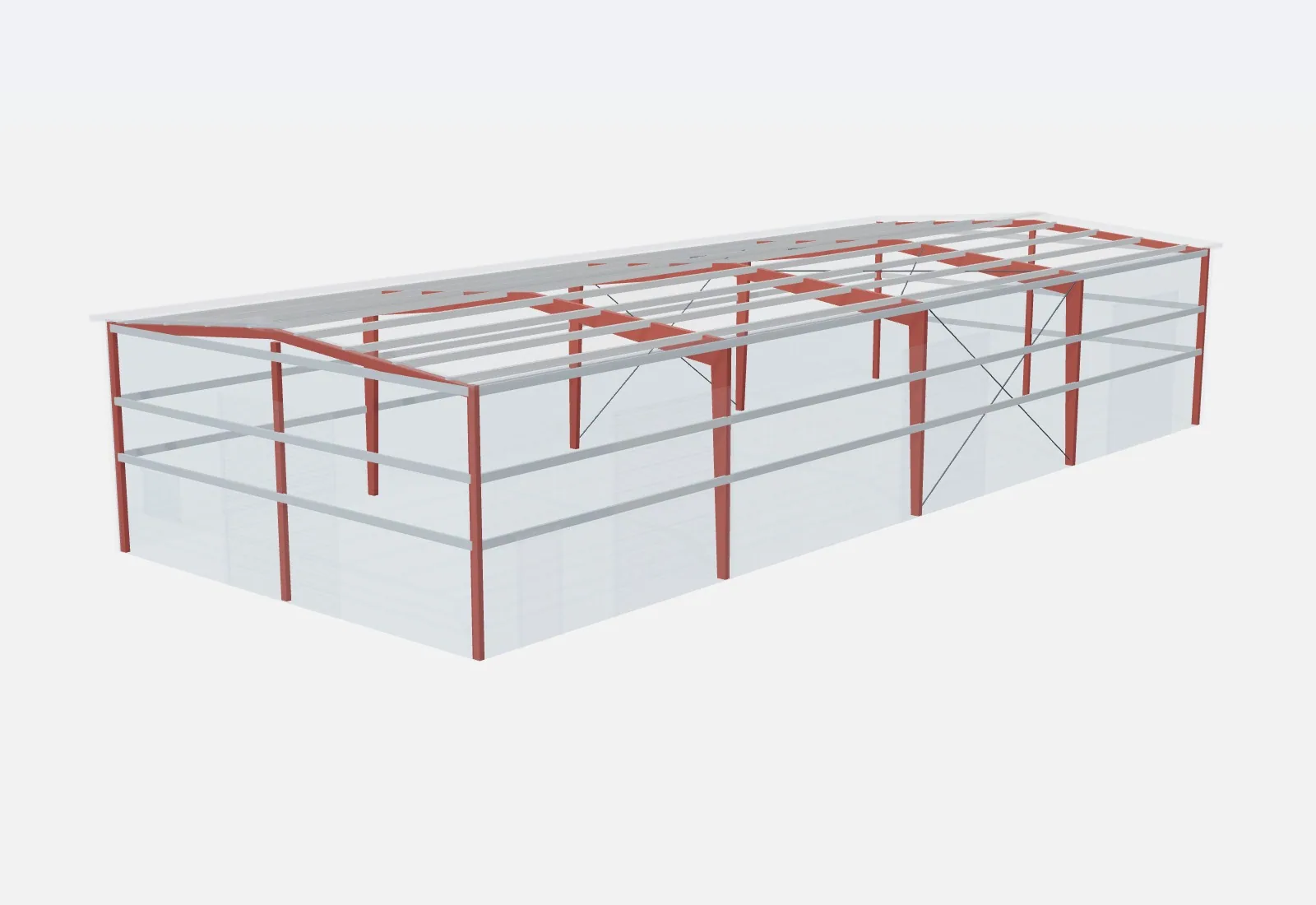 40x100x18 metal building – red iron steel frame
