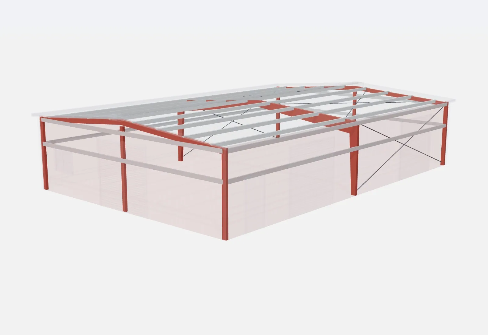 40x60x12 metal building – red iron steel frame