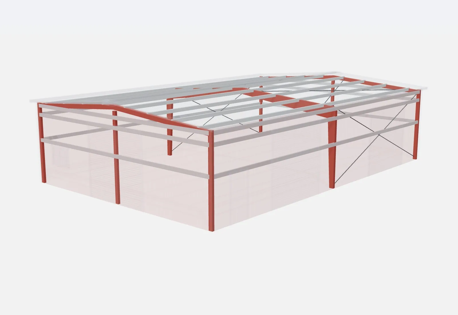 40x60x14 metal building – red iron steel frame