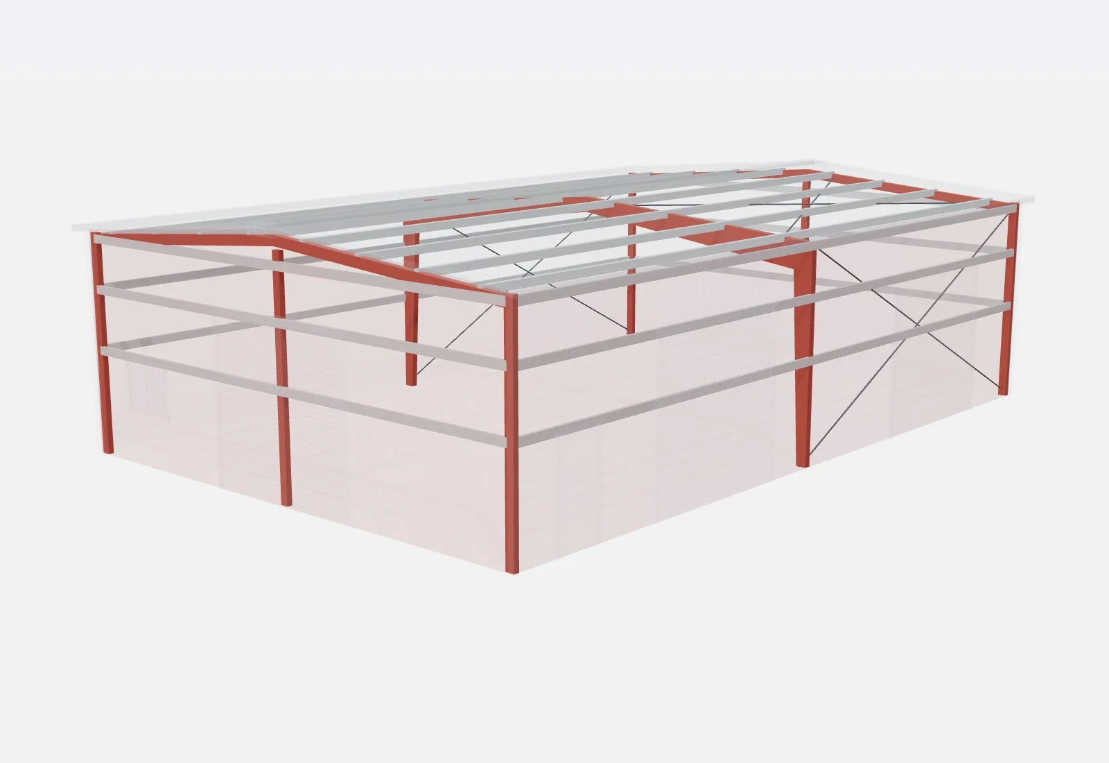 40x60x16 metal building – red iron steel frame