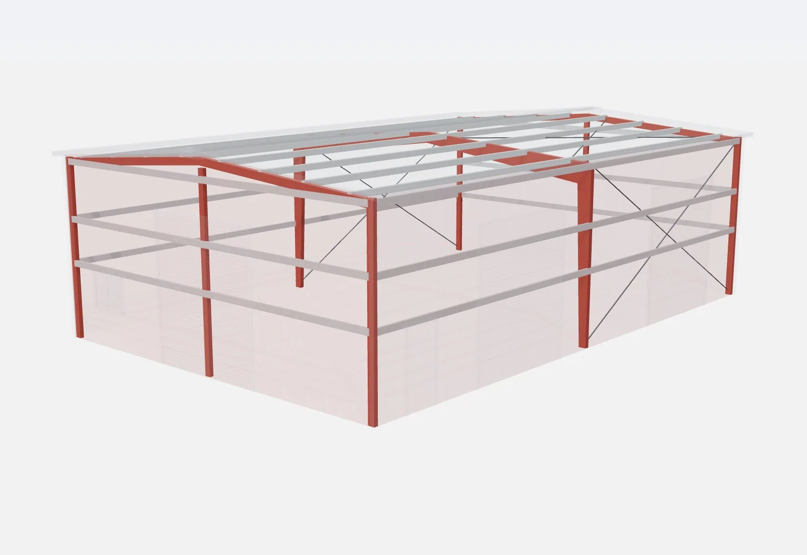 40x60x18 metal building – red iron steel frame