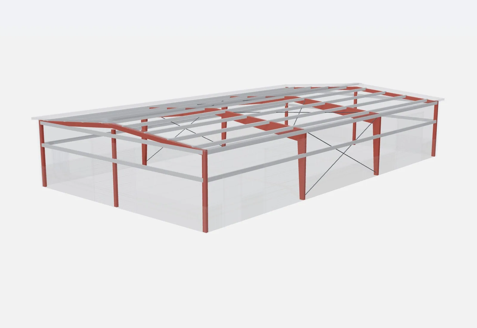 40x70x12 metal building – red iron steel frame