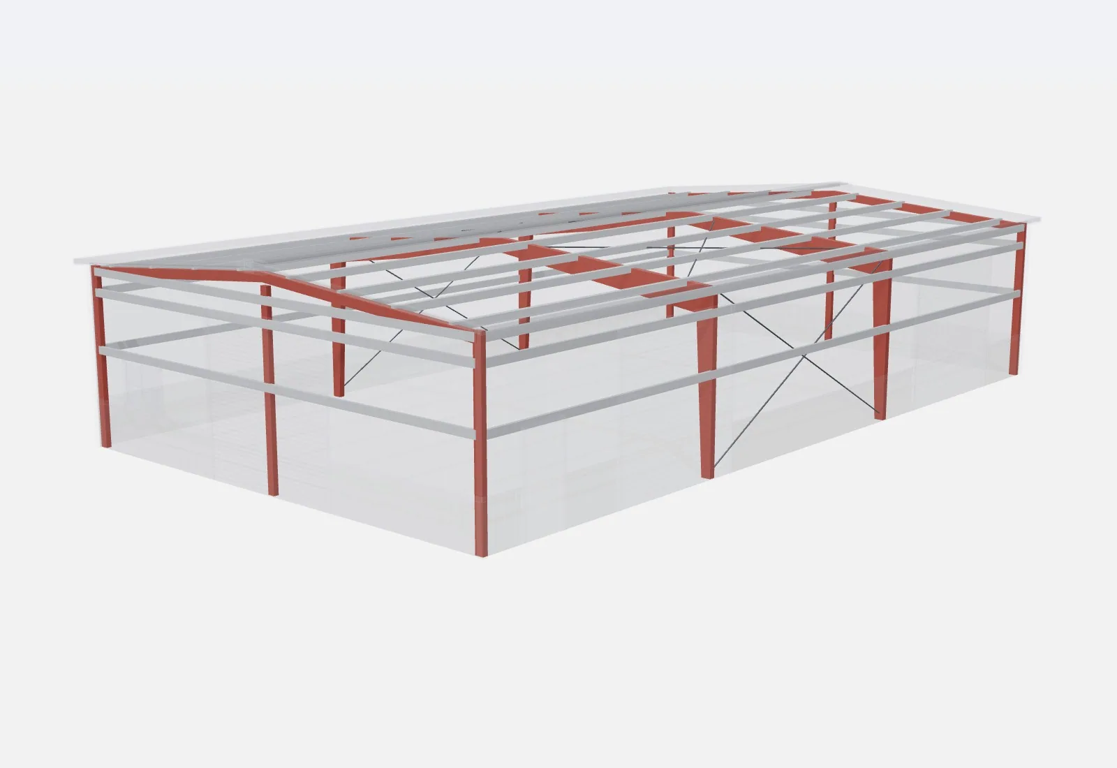 40x70x14 metal building – red iron steel frame