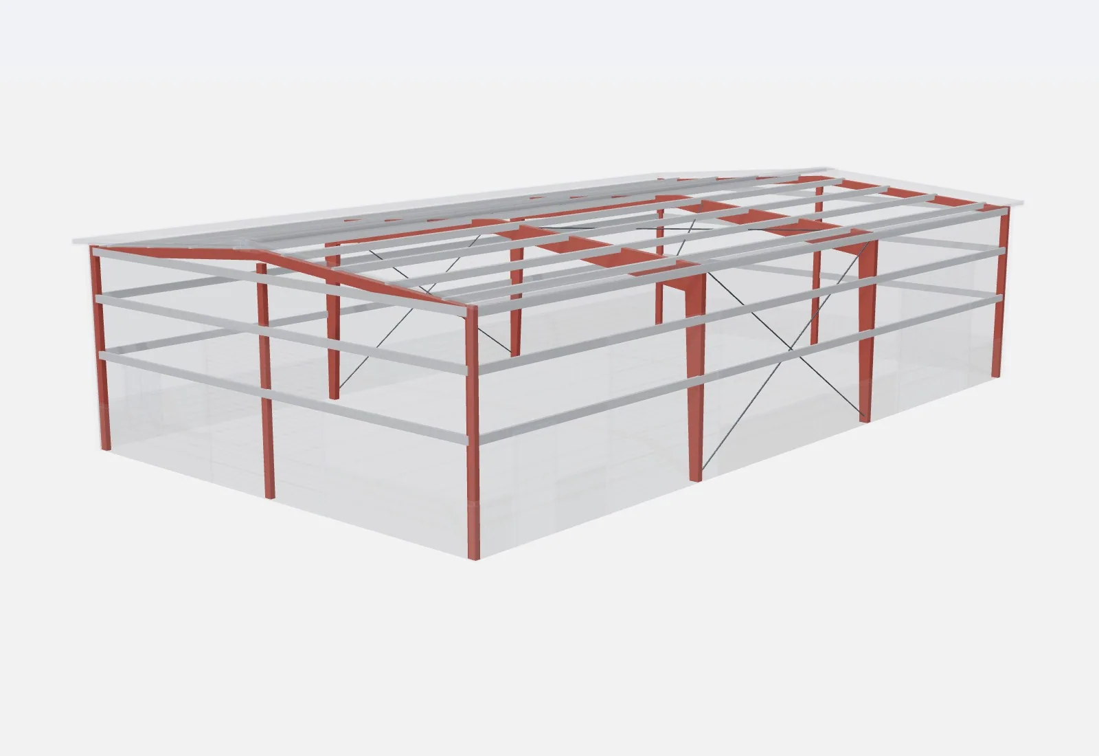 40x70x16 metal building – red iron steel frame
