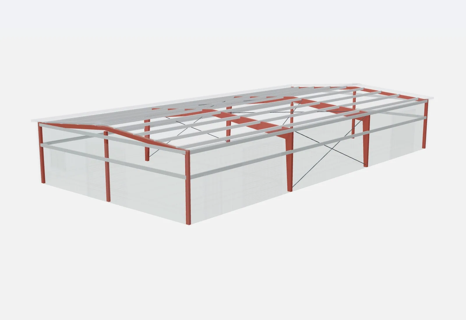 40x80x12 metal building – red iron steel frame