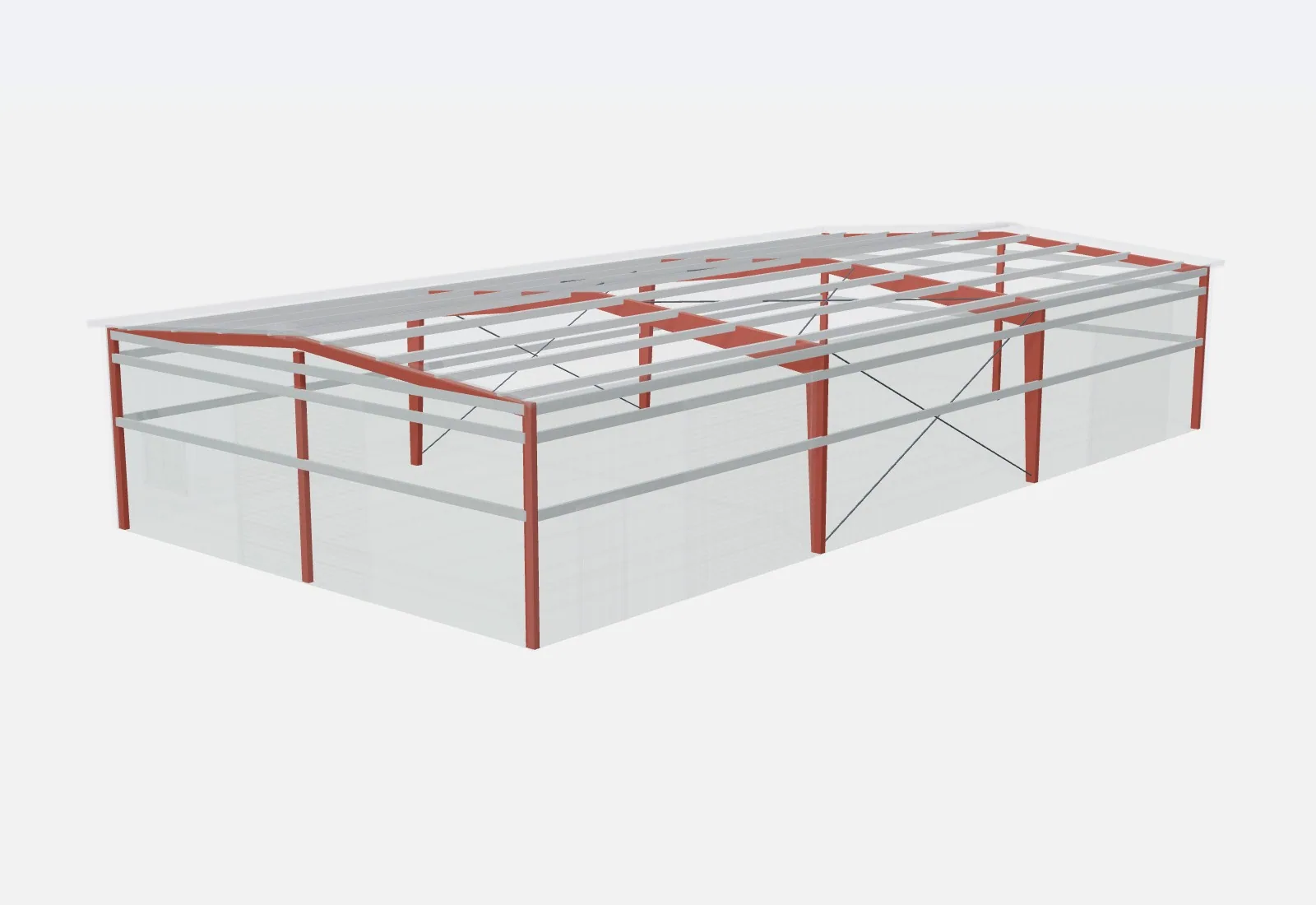 40x80x14 metal building – red iron steel frame