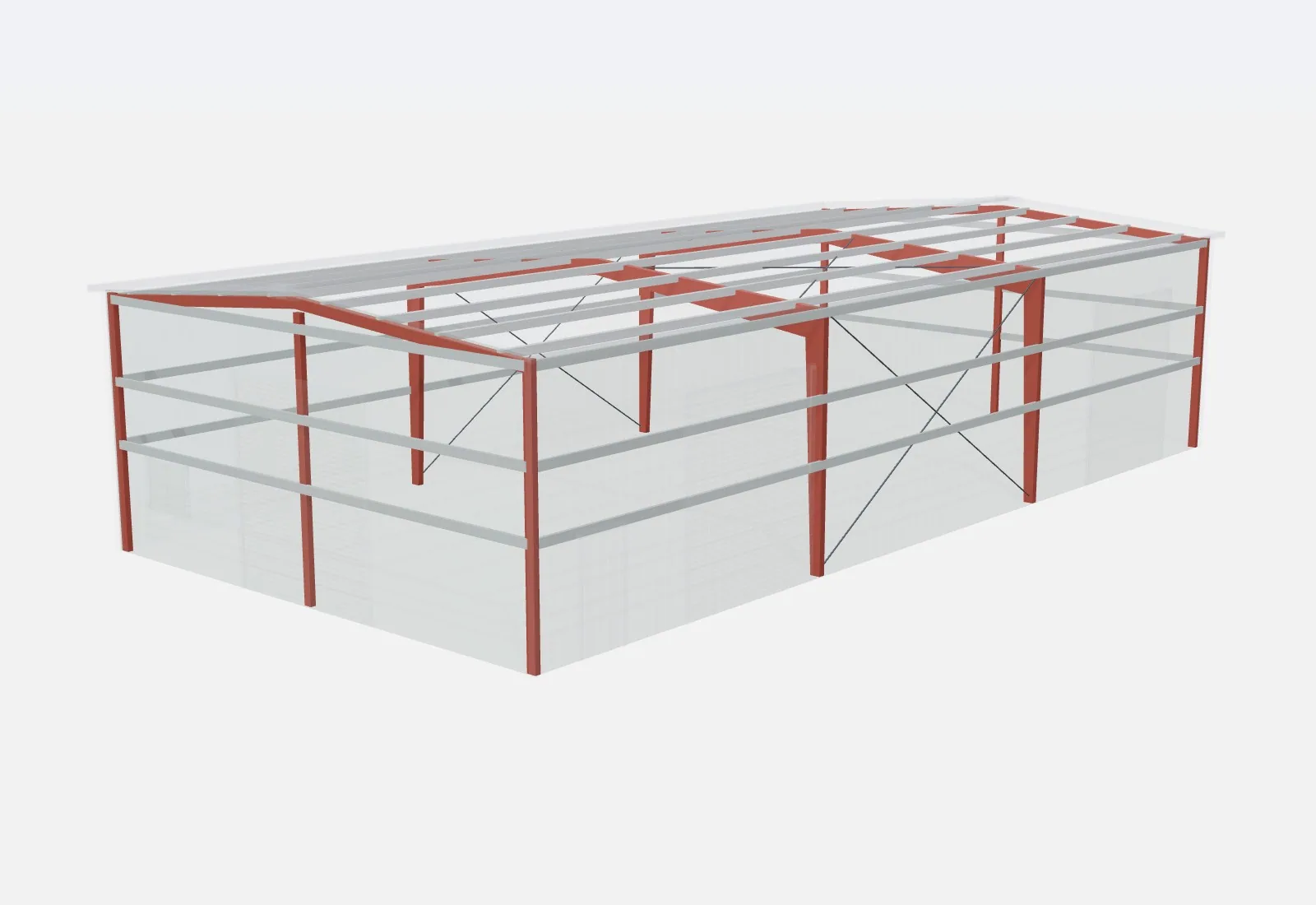40x80x18 metal building – red iron steel frame