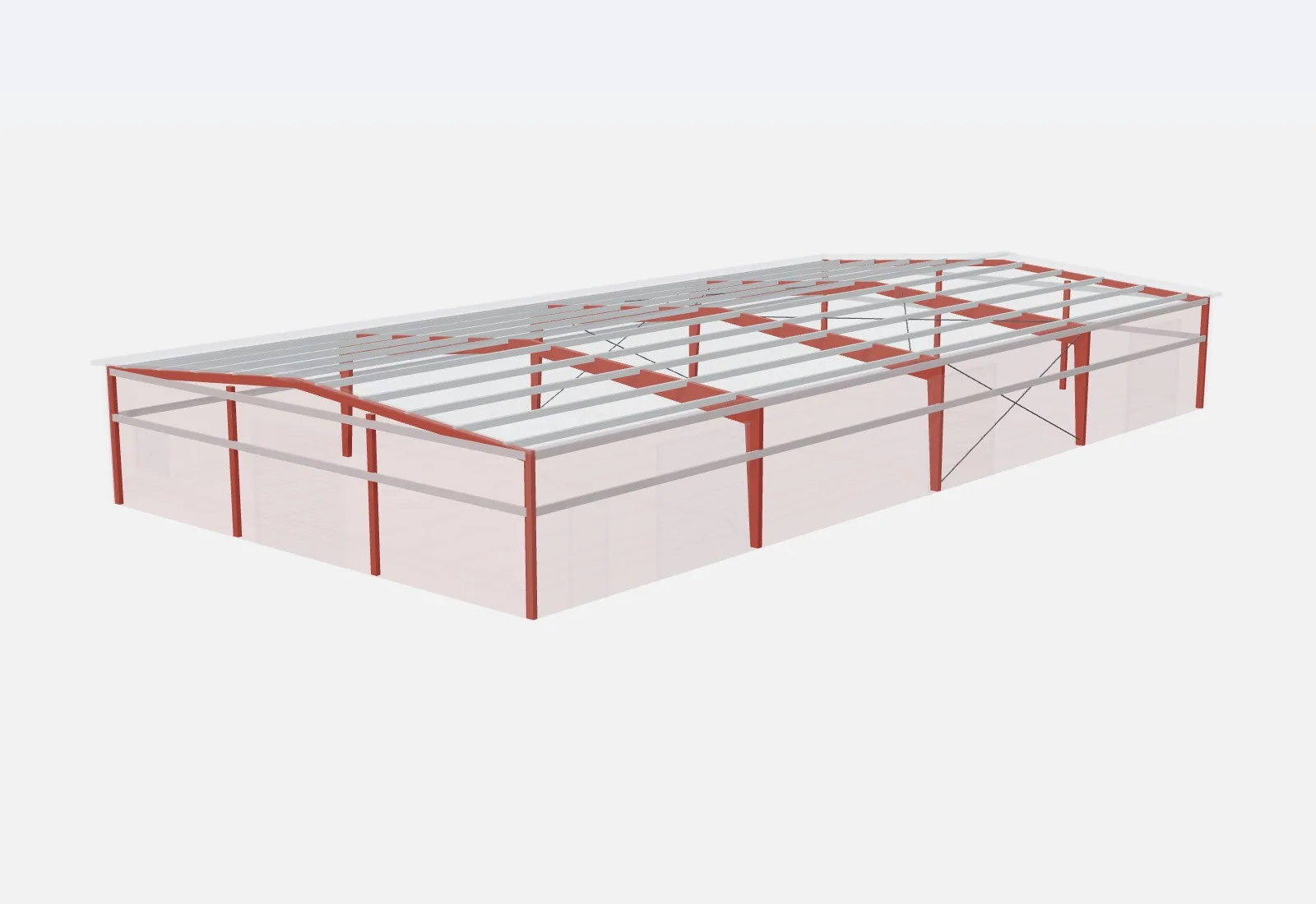 50x100x12 metal building – red iron steel frame
