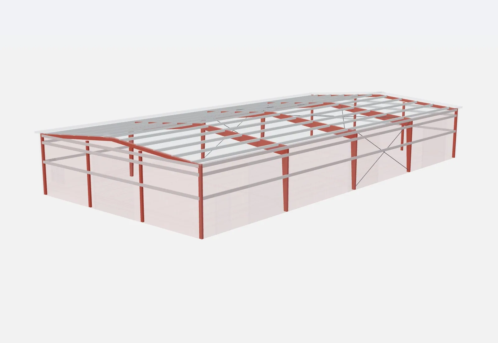 50x100x14 metal building – red iron steel frame