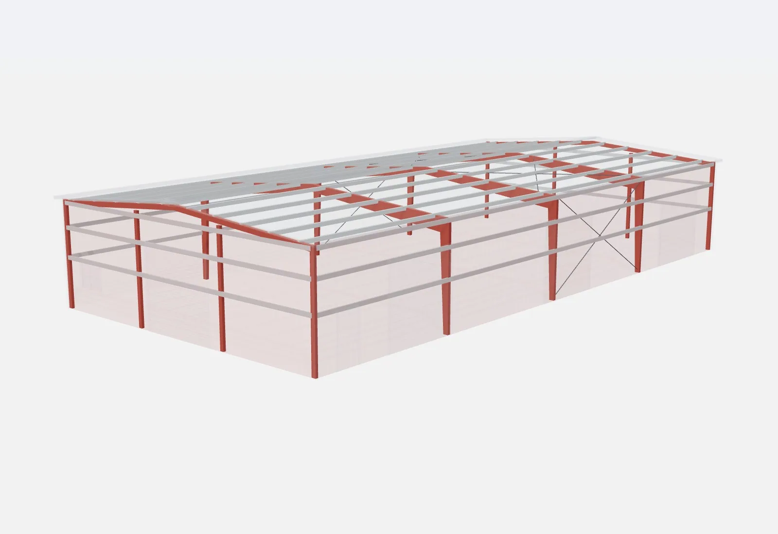 50x100x16 metal building – red iron steel frame