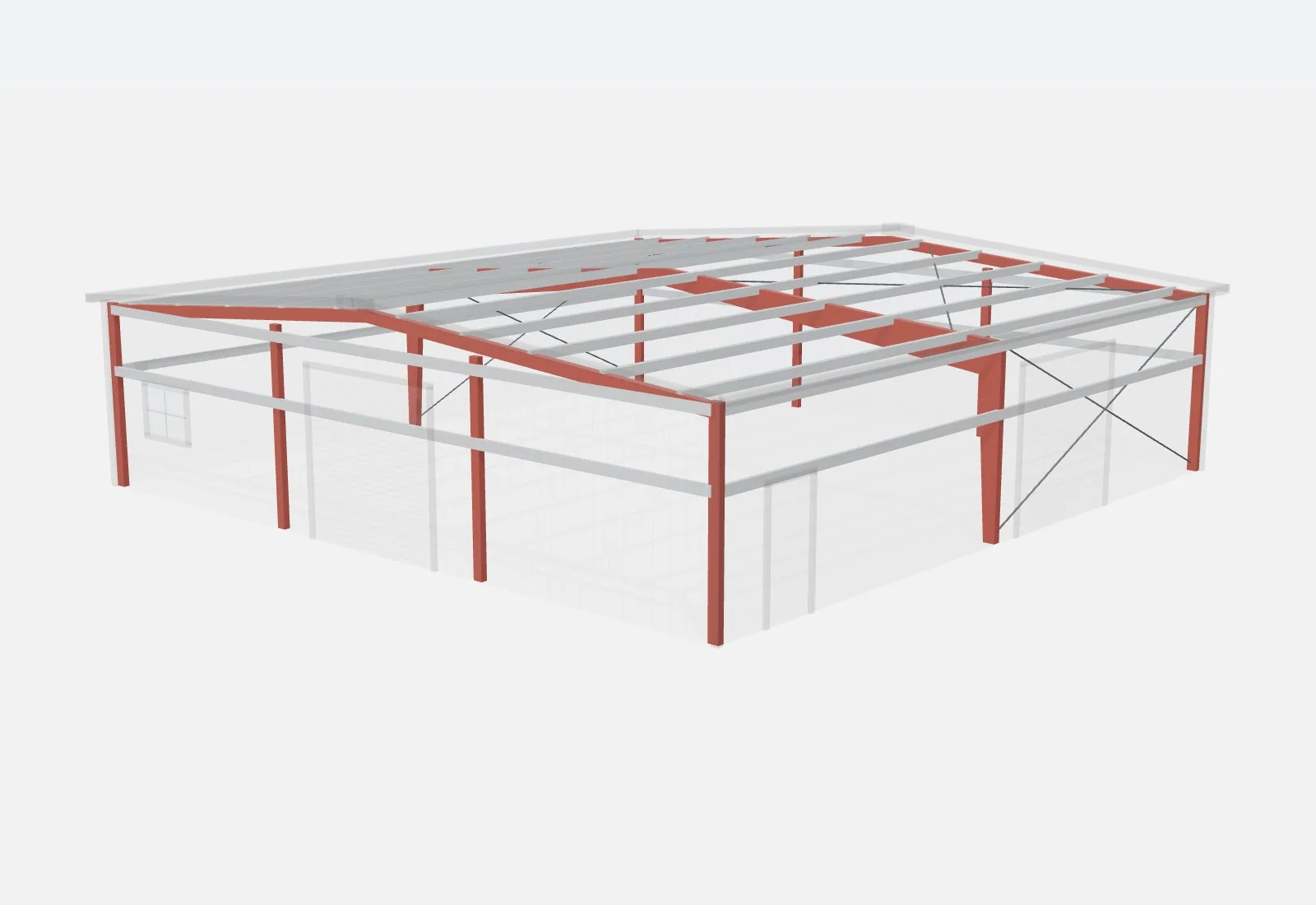 50x50x12 metal building – red iron steel frame