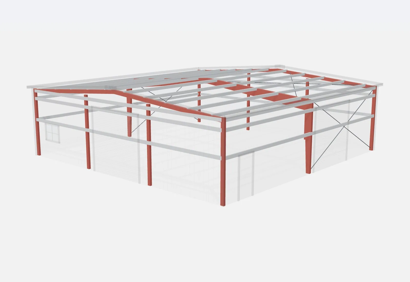 50x50x14 metal building – red iron steel frame