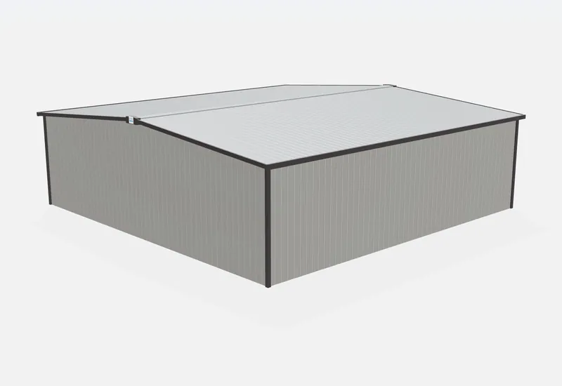 50x50x14 metal building rear view