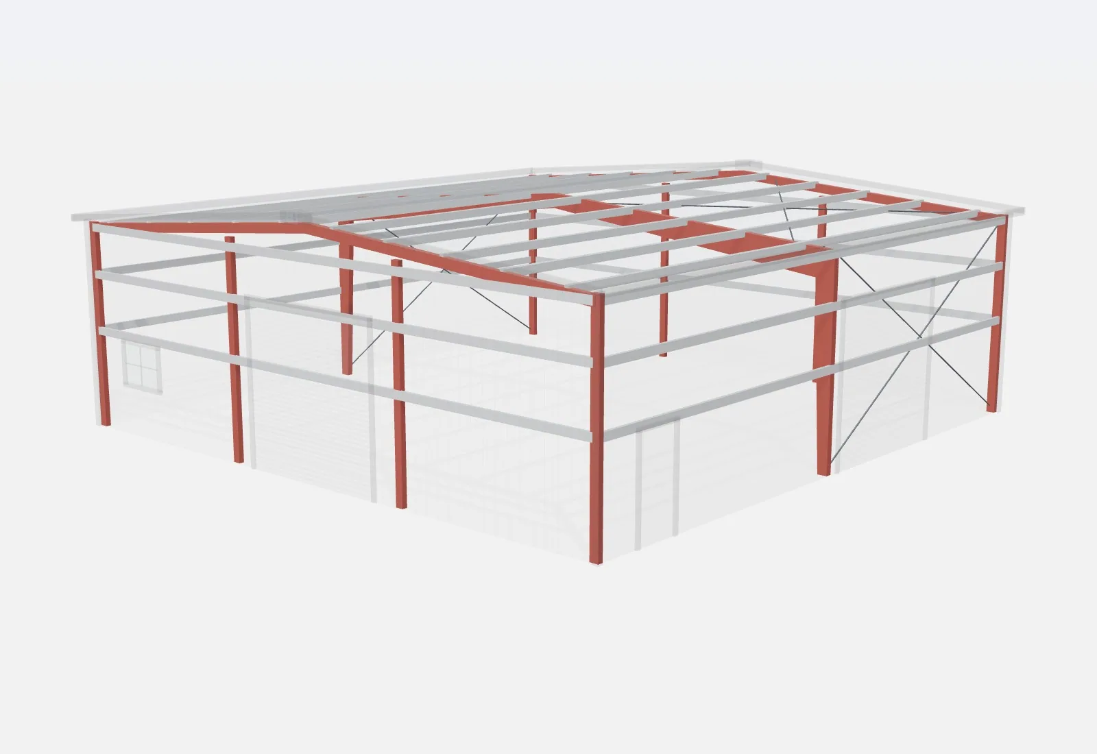 50x50x16 metal building – red iron steel frame