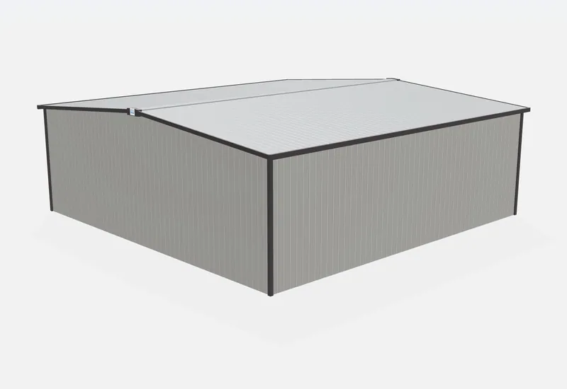 50x50x16 metal building rear view