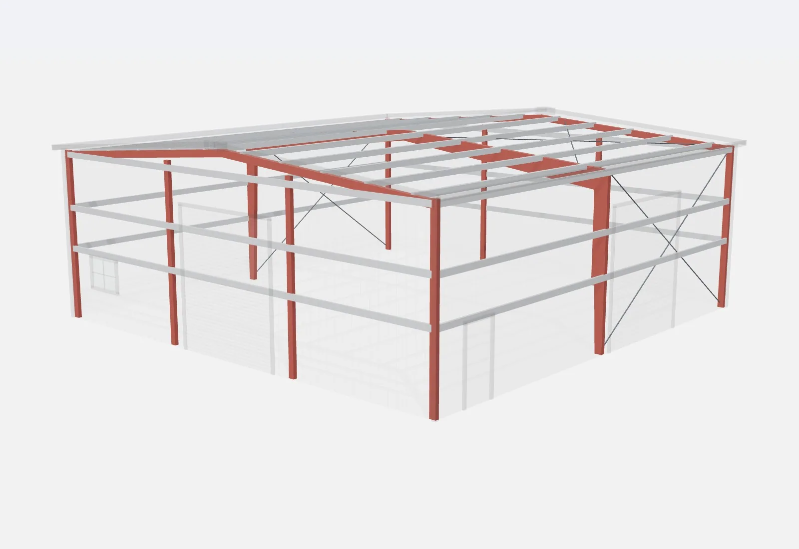 50x50x18 metal building – red iron steel frame