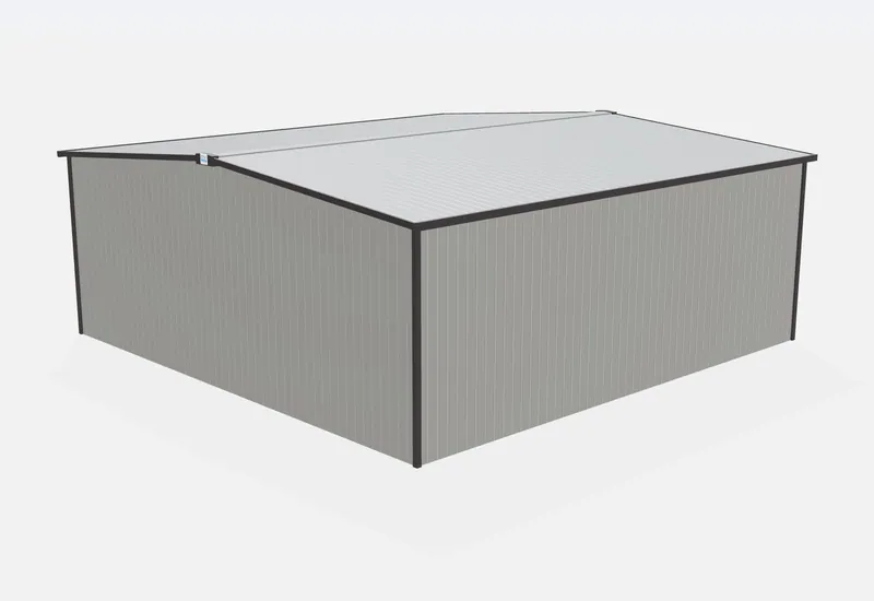 50x50x18 metal building rear view