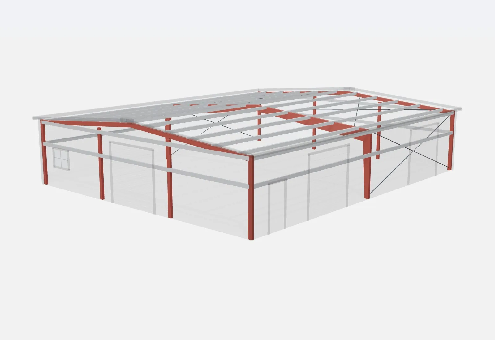 50x60x12 metal building – red iron steel frame