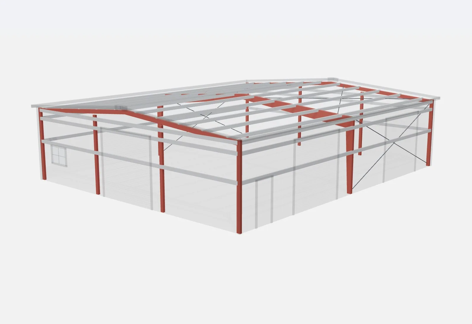 50x60x14 metal building – red iron steel frame