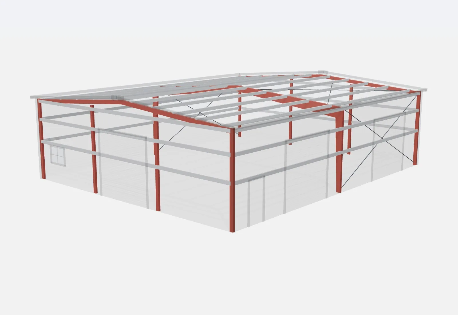 50x60x16 metal building – red iron steel frame
