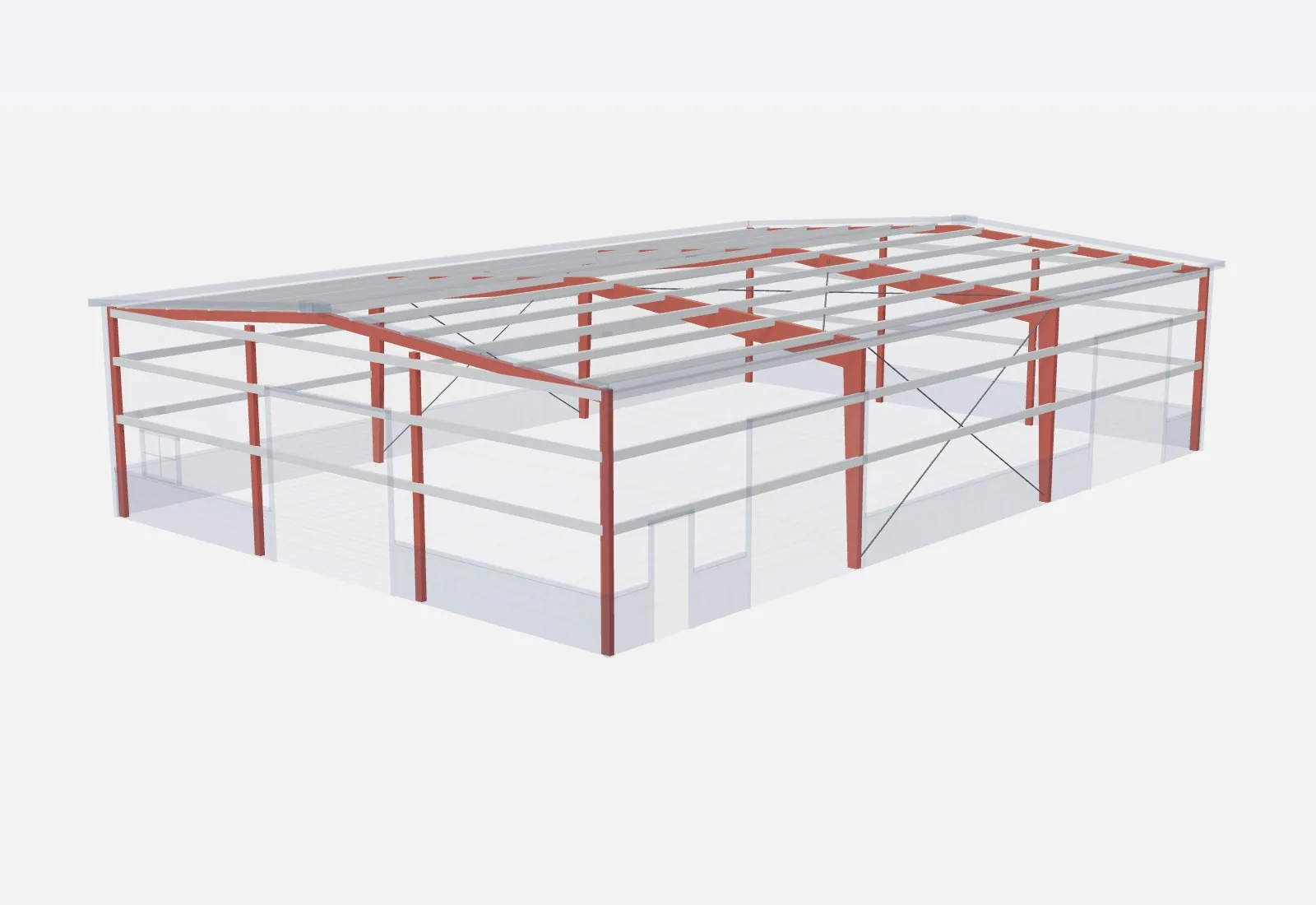 50x75x16 metal building – red iron steel frame