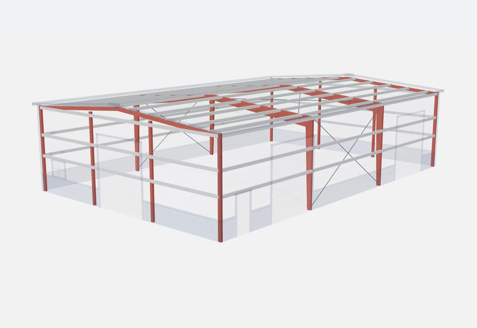 50x75x18 metal building – red iron steel frame