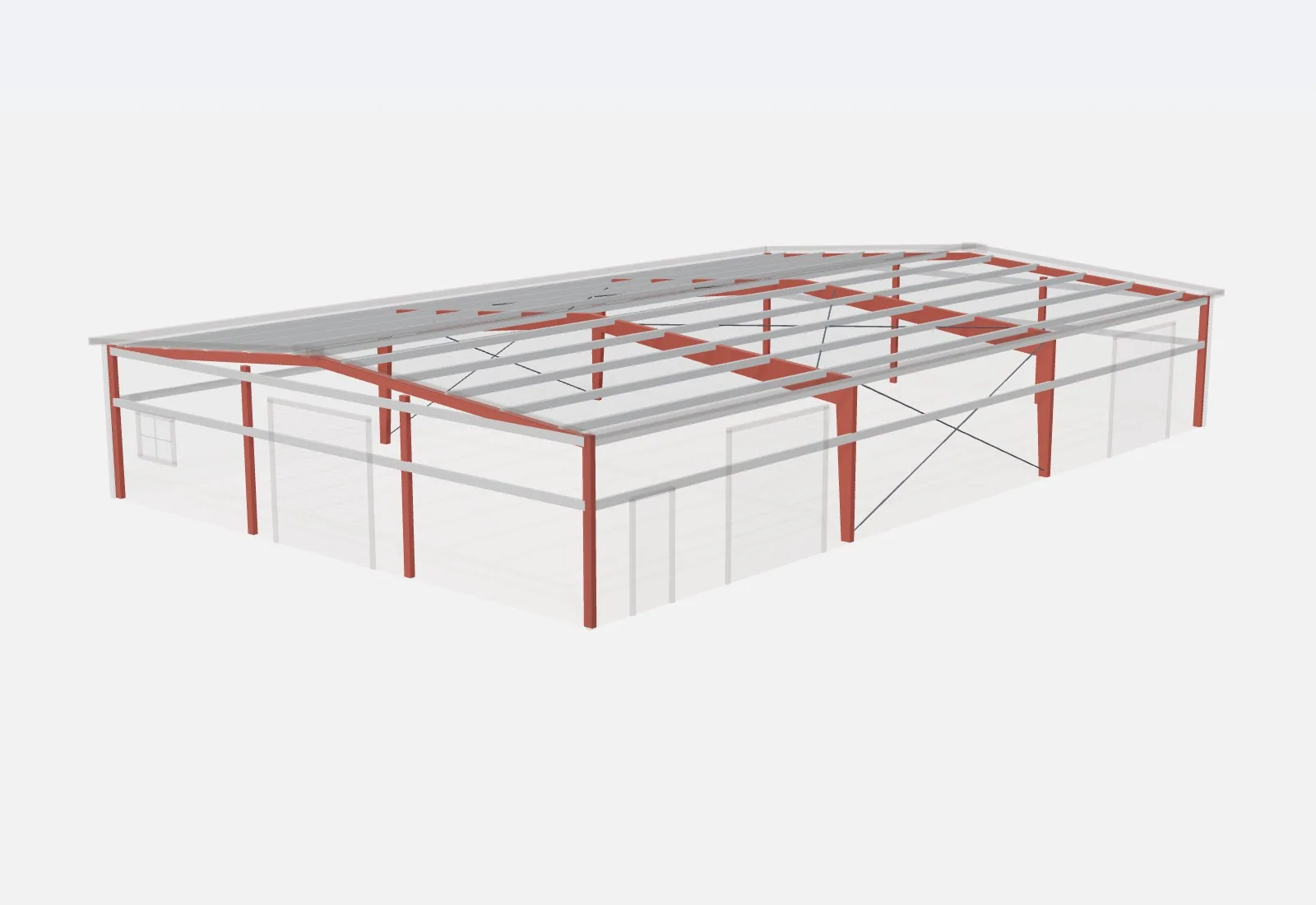 50x80x12 metal building – red iron steel frame