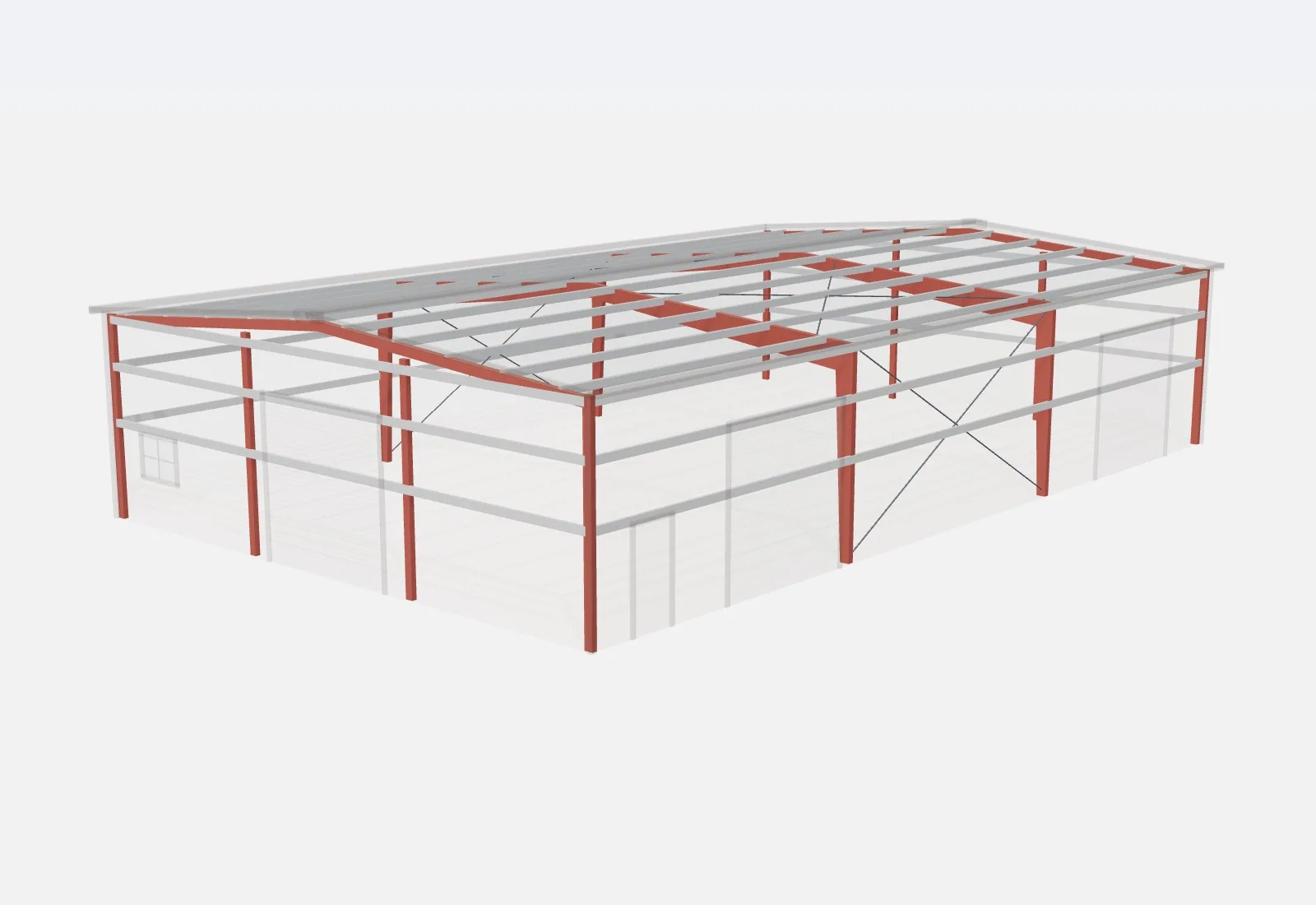 50x80x16 metal building – red iron steel frame