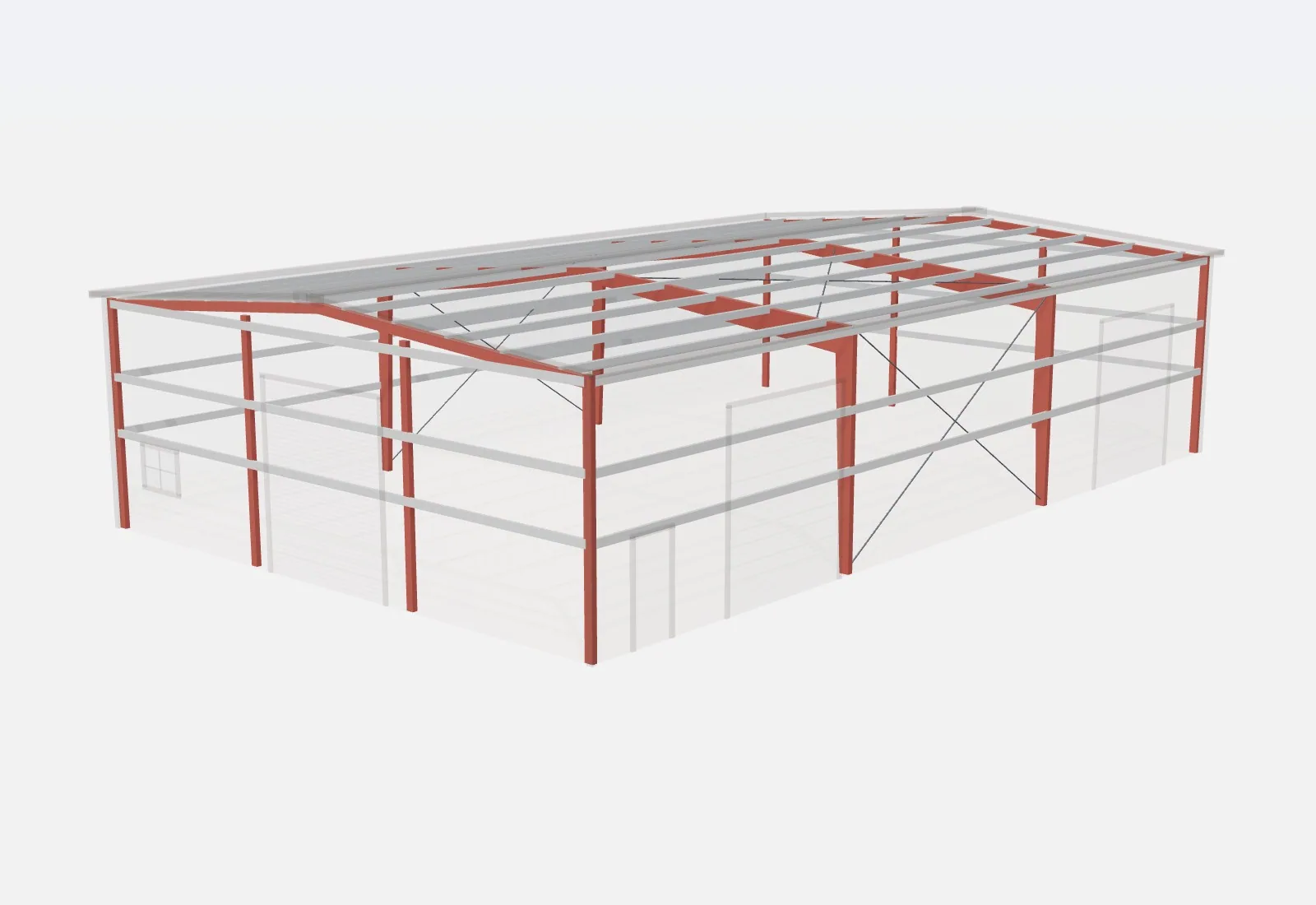 50x80x18 metal building – red iron steel frame