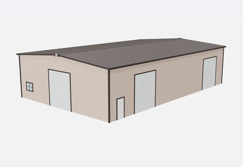 50x80x18 metal building – 3D rendering