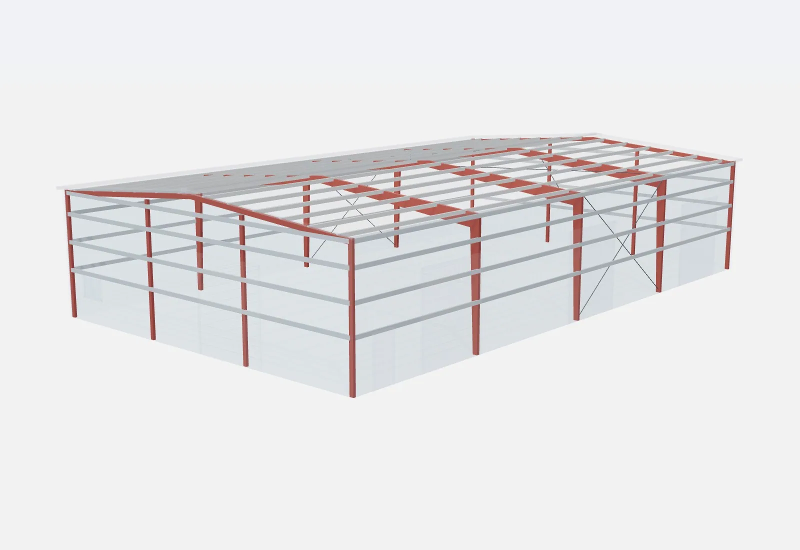 60x100x20 metal building – red iron steel frame