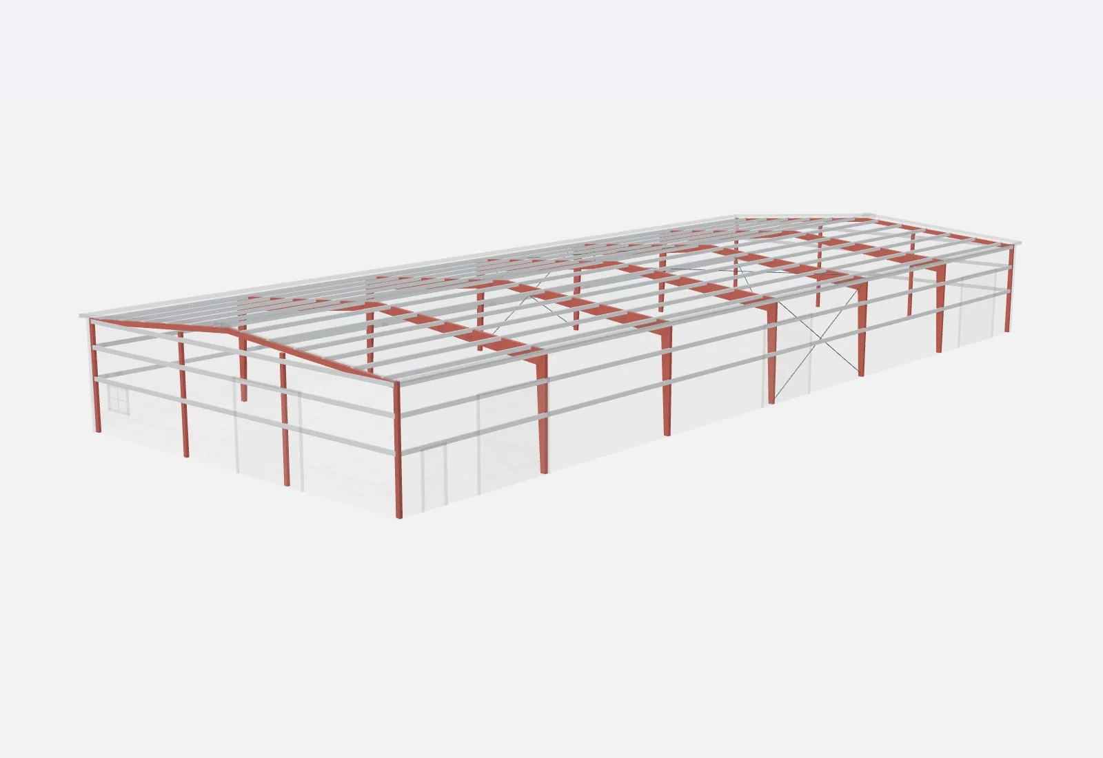 60x150x16 metal building – red iron steel frame
