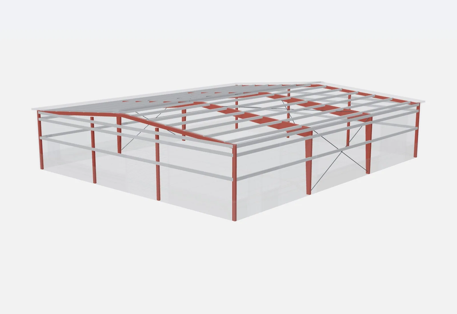 60x70x14 metal building – red iron steel frame