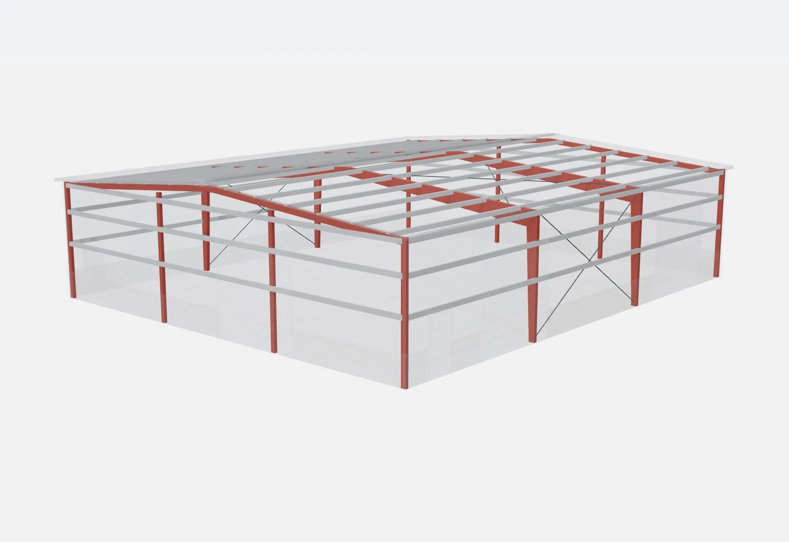 60x70x16 metal building – red iron steel frame